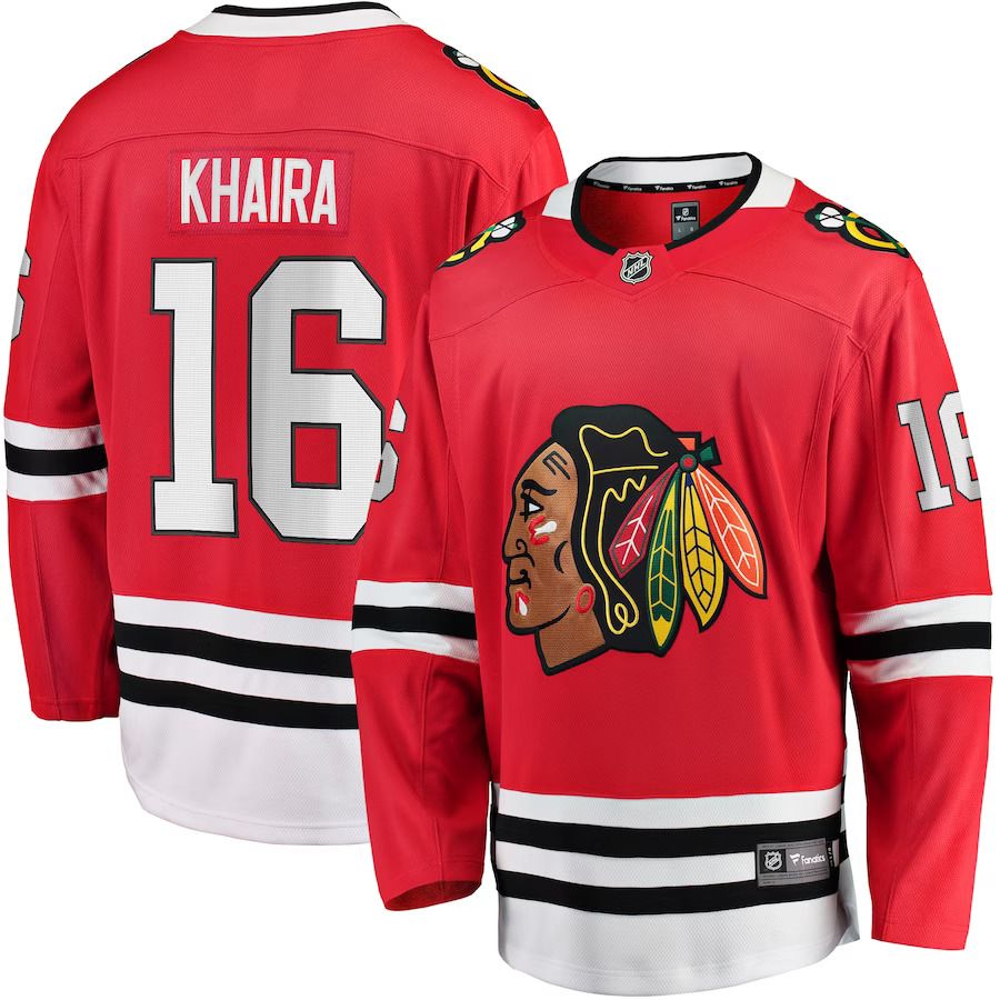 Men Chicago Blackhawks 16 Jujhar Khaira Fanatics Branded Red Home Team Breakaway Player NHL Jersey